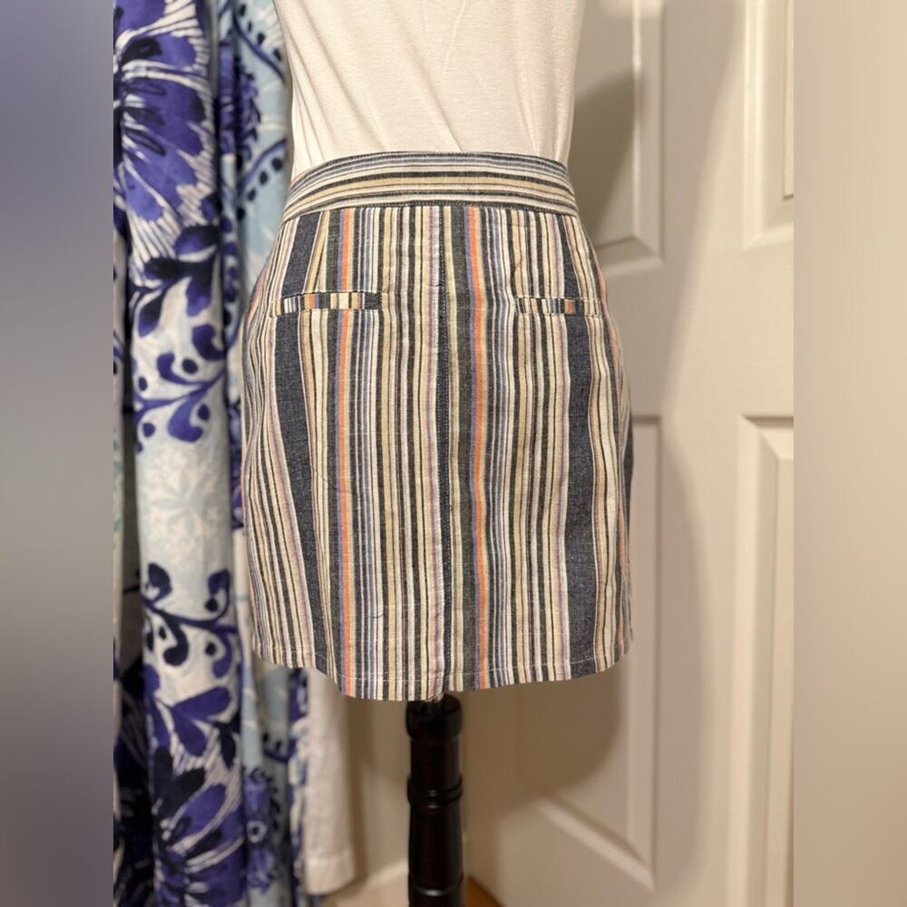 Dry Goods Fashion on Earth Y2K Stripe Mini Skirt Button Detail M Festival Boho - Picture 3 of 10